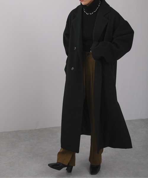 ap retro(アプレトロ)の「ウェストベルトオーバーサイズロングガウンコート ダブルチェスターロングコート(トレンチコート・レディース・ブラック/ブルー/アイボリー・FREE)」の7枚目の写真
