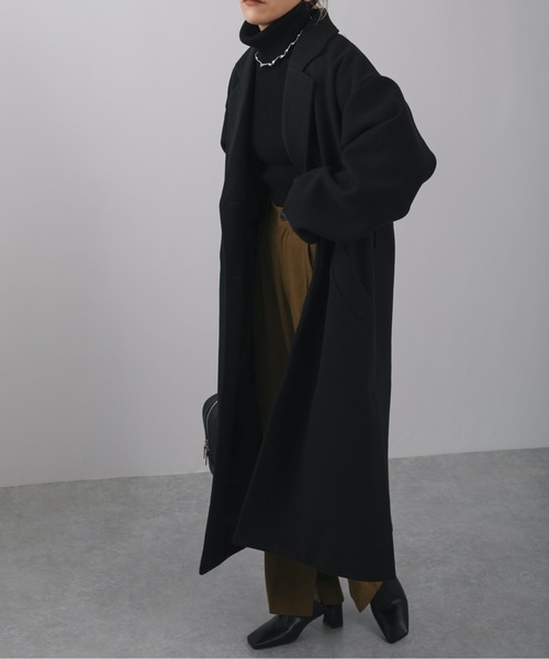 ap retro(アプレトロ)の「ウェストベルトオーバーサイズロングガウンコート ダブルチェスターロングコート(トレンチコート・レディース・ブラック/ブルー/アイボリー・FREE)」の8枚目の写真