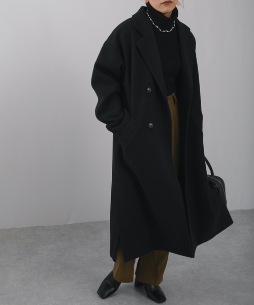 ap retro(アプレトロ)の「ウェストベルトオーバーサイズロングガウンコート ダブルチェスターロングコート(トレンチコート・レディース・ブラック/ブルー/アイボリー・FREE)」の9枚目の写真