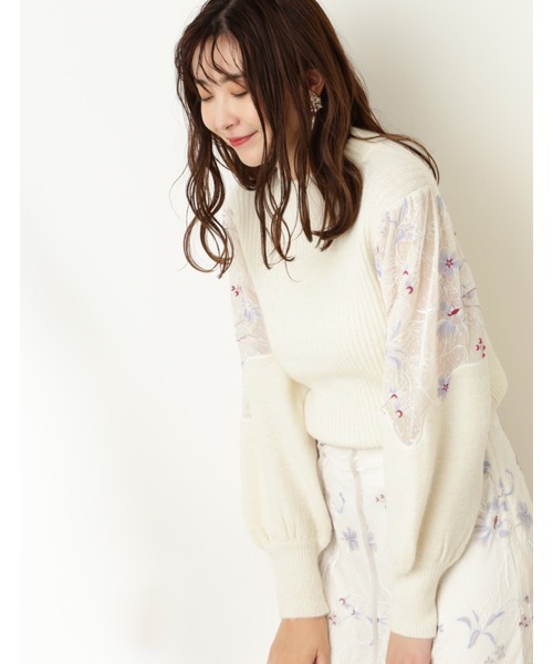 JILL STUART（ジルスチュアート）の「ダリアニット（ニット/セーター・レディース・ホワイト/ブラック・FREE）」の2枚目の写真