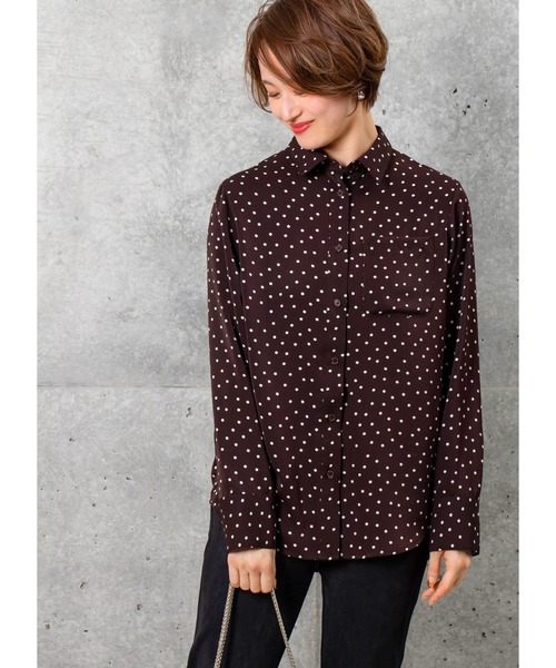 STYLE DELI（スタイルデリ）の「ドット柄デシンベーシックシャツ（シャツ/ブラウス・レディース・ブラック/ブラウン系その他・FREE）」の19枚目の写真