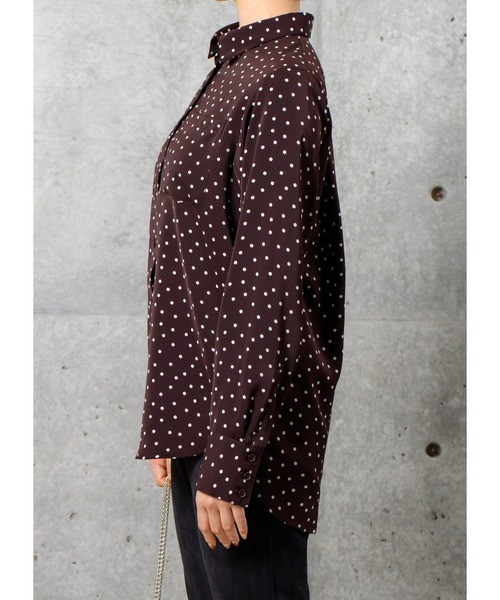 STYLE DELI（スタイルデリ）の「ドット柄デシンベーシックシャツ（シャツ/ブラウス・レディース・ブラック/ブラウン系その他・FREE）」の16枚目の写真
