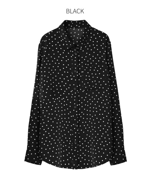 STYLE DELI（スタイルデリ）の「ドット柄デシンベーシックシャツ（シャツ/ブラウス・レディース・ブラック/ブラウン系その他・FREE）」の11枚目の写真