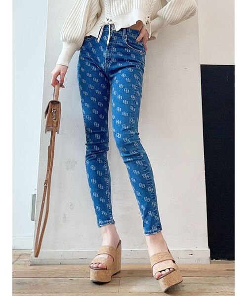 GYDA（ジェイダ）の「ハイウエストレーザーGGパターンスキニーデニムパンツ（デニムパンツ・レディース・ブルー/ライトブルー・X-SMALL/SMALL/MEDIUM）」の3枚目の写真