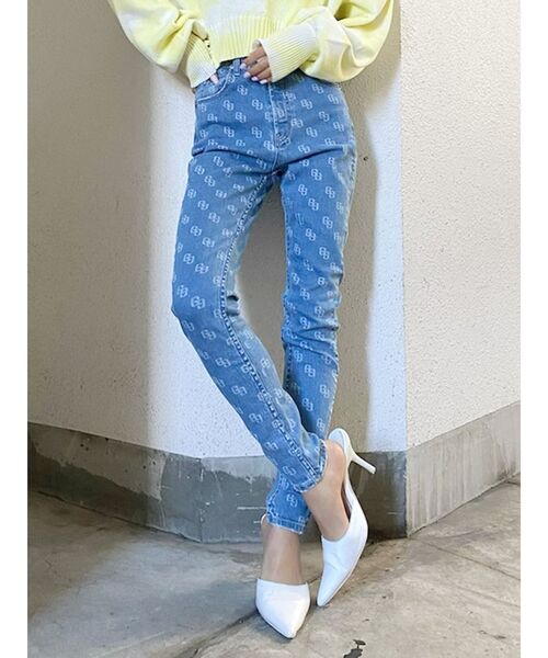 GYDA（ジェイダ）の「ハイウエストレーザーGGパターンスキニーデニムパンツ（デニムパンツ・レディース・ブルー/ライトブルー・X-SMALL/SMALL/MEDIUM）」の5枚目の写真