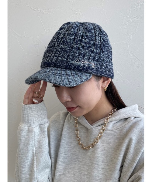 EDWIN(エドウィン)の「【EDWIN】エドウィン 刺繍入り ニットキャスケット(ニットキャップ/ビーニー・レディース・グリーン/ベージュ/ブラック/ピンク/ネイビー・フリー)」の4枚目の写真