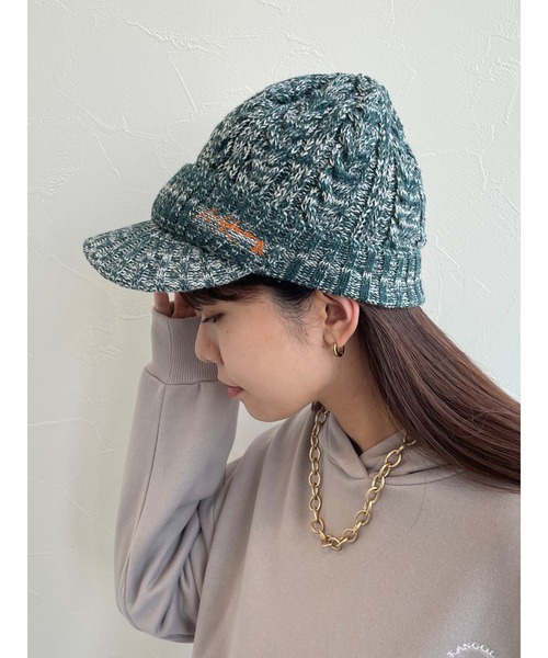 EDWIN(エドウィン)の「【EDWIN】エドウィン 刺繍入り ニットキャスケット(ニットキャップ/ビーニー・レディース・グリーン/ベージュ/ブラック/ピンク/ネイビー・フリー)」の1枚目の写真