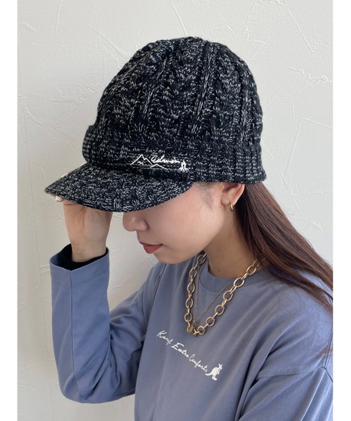 EDWIN(エドウィン)の「【EDWIN】エドウィン 刺繍入り ニットキャスケット(ニットキャップ/ビーニー・レディース・グリーン/ベージュ/ブラック/ピンク/ネイビー・フリー)」の2枚目の写真