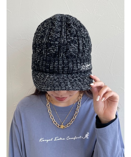 EDWIN(エドウィン)の「【EDWIN】エドウィン 刺繍入り ニットキャスケット(ニットキャップ/ビーニー・レディース・グリーン/ベージュ/ブラック/ピンク/ネイビー・フリー)」の8枚目の写真