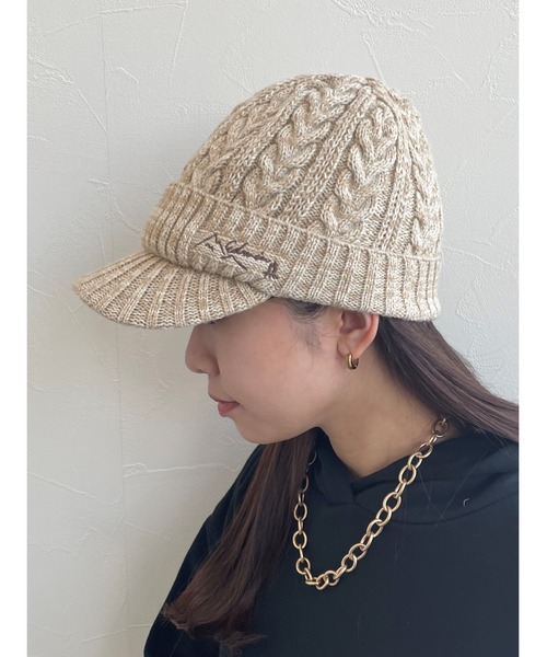 EDWIN(エドウィン)の「【EDWIN】エドウィン 刺繍入り ニットキャスケット(ニットキャップ/ビーニー・レディース・グリーン/ベージュ/ブラック/ピンク/ネイビー・フリー)」の11枚目の写真