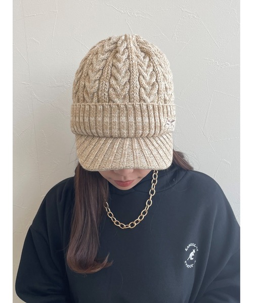 EDWIN(エドウィン)の「【EDWIN】エドウィン 刺繍入り ニットキャスケット(ニットキャップ/ビーニー・レディース・グリーン/ベージュ/ブラック/ピンク/ネイビー・フリー)」の14枚目の写真