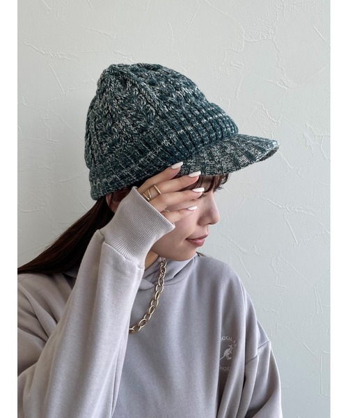 EDWIN(エドウィン)の「【EDWIN】エドウィン 刺繍入り ニットキャスケット(ニットキャップ/ビーニー・レディース・グリーン/ベージュ/ブラック/ピンク/ネイビー・フリー)」の13枚目の写真
