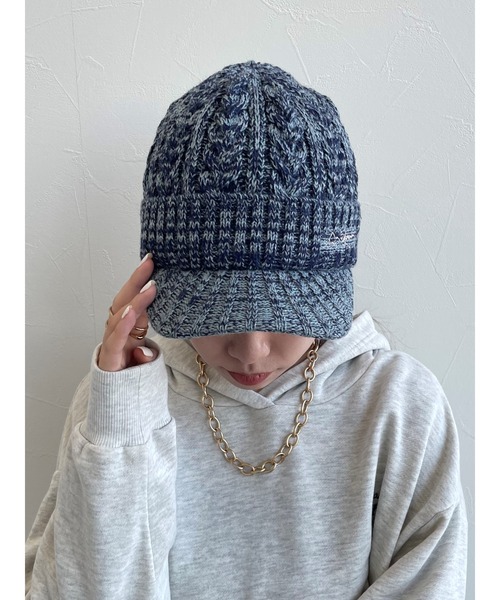 EDWIN(エドウィン)の「【EDWIN】エドウィン 刺繍入り ニットキャスケット(ニットキャップ/ビーニー・レディース・グリーン/ベージュ/ブラック/ピンク/ネイビー・フリー)」の15枚目の写真