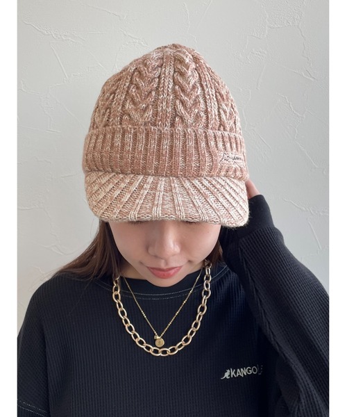 EDWIN(エドウィン)の「【EDWIN】エドウィン 刺繍入り ニットキャスケット(ニットキャップ/ビーニー・レディース・グリーン/ベージュ/ブラック/ピンク/ネイビー・フリー)」の7枚目の写真