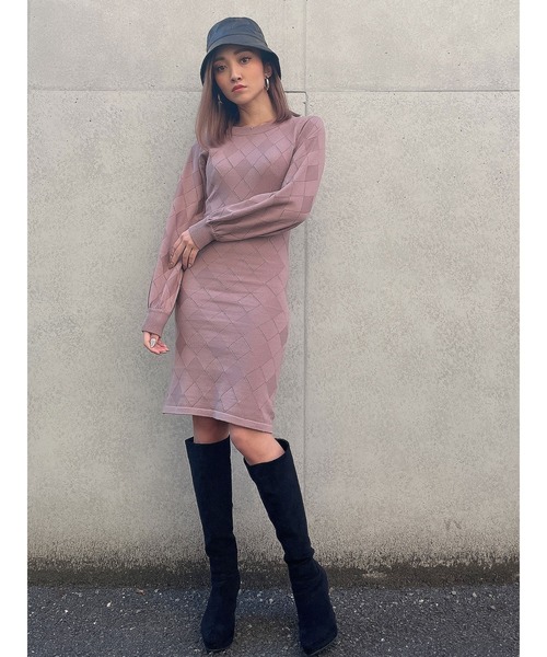 即納 送料無料 セール アーガイル柄ニットワンピース ワンピース Duras デュラス のファッション 法人割引有 Arenatheatre Net