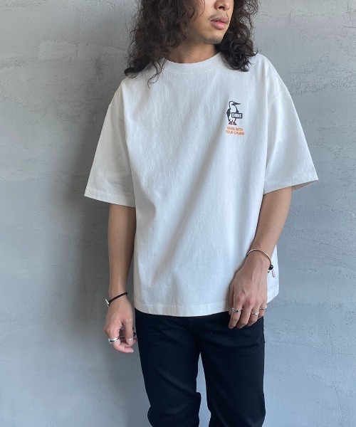 CHUMS（チャムス）の「[CHUMS/チャムス] 別注 ビッグシルエットヘビーウェイトロゴTシャツ（Tシャツ/カットソー・レディース・ホワイト/ブラック・S/M/L/XL）」の19枚目の写真