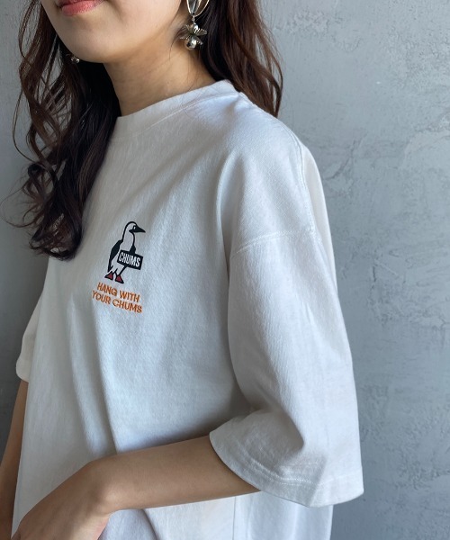 CHUMS（チャムス）の「[CHUMS/チャムス] 別注 ビッグシルエットヘビーウェイトロゴTシャツ（Tシャツ/カットソー・レディース・ホワイト/ブラック・S/M/L/XL）」の17枚目の写真