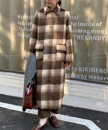 aimoha | チェック柄フェイクウールロングコート(チェスターコート)