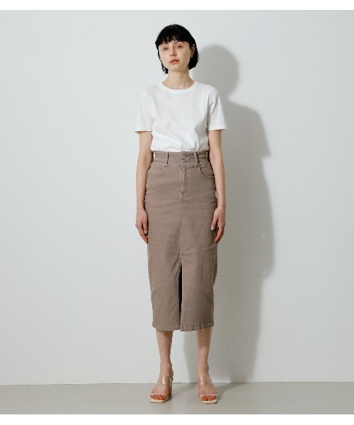 AZUL by moussy(アズールバイマウジー)の「HIGH WAIST SLIT DENIM SK /ハイウエストスリットデニムスカート(デニムスカート・レディース・ブラック/ベージュ/ダークブルー・LARGE/SMALL/MEDIUM/X-SMALL)」の11枚目の写真