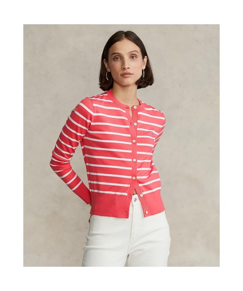 ポロ ラルフローレン　ストライプ　コットンブレンド カーディガン POLO RALPH LAUREN（ポロ ラルフ ローレン）の「ストライプド コットン