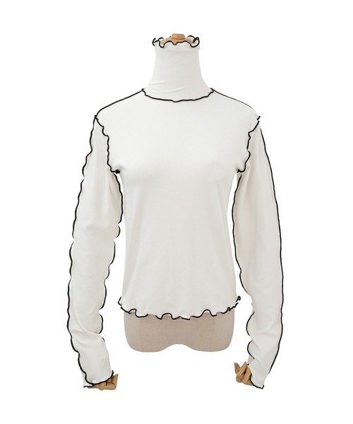ANDJ(アンドジェイ)の「配色メロウテレコハイネックトップス(Tシャツ/カットソー・レディース・ホワイト/ブラック・M)」の18枚目の写真