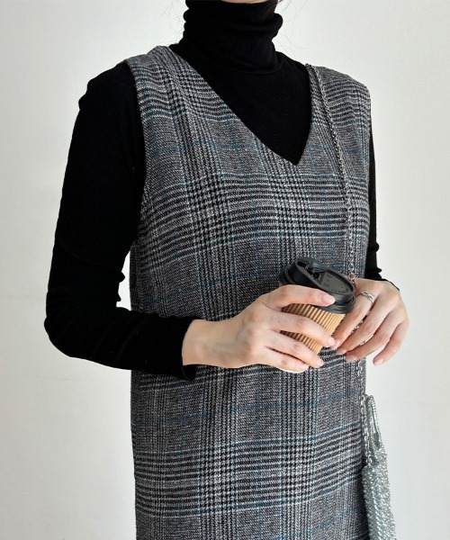 セール】チェック柄ジャンパースカート ロング丈（ジャンパースカート