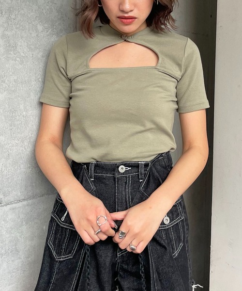 tシャツ パフオーガントップス レディース ＆HALF tシャツ オーバージャガードトップス レディース
