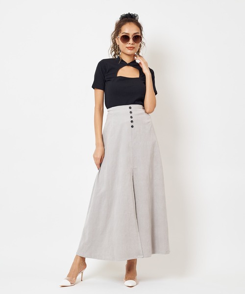 SPIRALGIRL（スパイラルガール）の「バストオープンリブトップス（Tシャツ/カットソー・レディース・ブラック/オフホワイト/グリーン・FREE）」の11枚目の写真