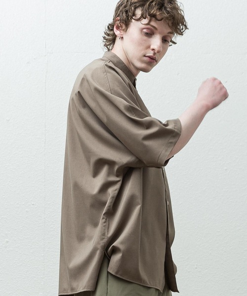 ✨極美品✨JOHN SMEDLEY 麻絹 バンドカラー 長袖シャツ S ウォッシャーとろみドルマンスリーブバンドカラー半袖シャツ