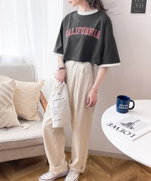 classicalelf | ロゴTeeブーム、到来！綿100％、カレッジロゴショート丈リンガーTee(Tシャツ/カットソー)