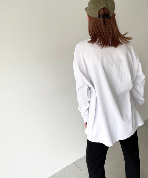 CANAL JEAN（キャナルジーン）の「KEY(キー) KEY LOGOロングTシャツ（Tシャツ/カットソー・レディース・ブラック/ホワイト・MEDIUM/LARGE）」の7枚目の写真