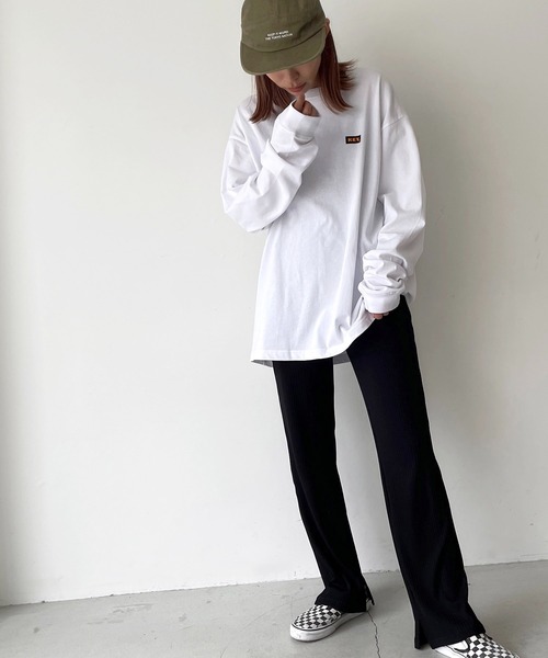 CANAL JEAN（キャナルジーン）の「KEY(キー) KEY LOGOロングTシャツ（Tシャツ/カットソー・レディース・ブラック/ホワイト・MEDIUM/LARGE）」の8枚目の写真