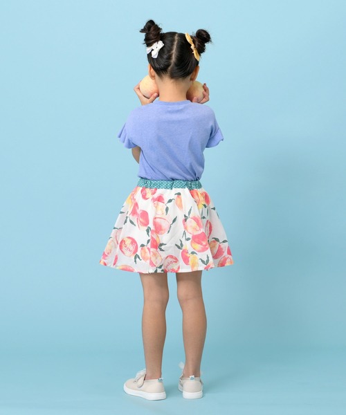 trois lapins kp（トロワラパンケーピー）の「ピーチプリント半袖Tシャツ(100-130cm)（Tシャツ/カットソー・キッズ・ブルー/ライトピンク・110cm/100cm/120cm/130cm）」の8枚目の写真