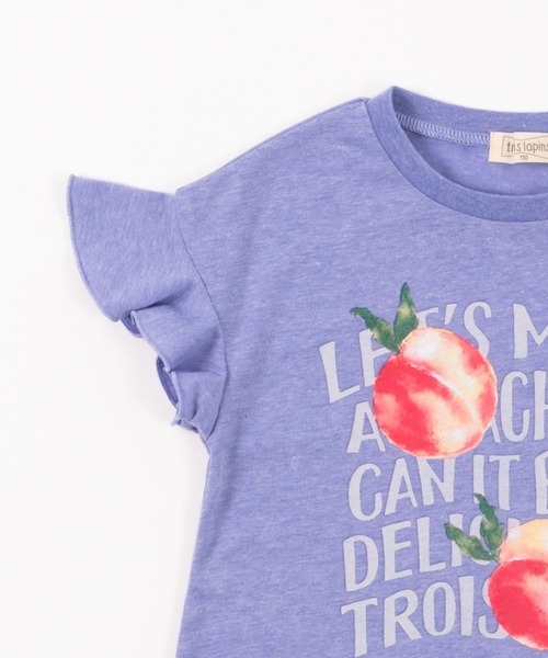 trois lapins kp（トロワラパンケーピー）の「ピーチプリント半袖Tシャツ(100-130cm)（Tシャツ/カットソー・キッズ・ブルー/ライトピンク・110cm/100cm/120cm/130cm）」の9枚目の写真