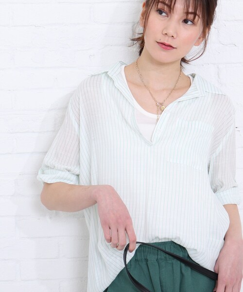 SHOO・LA・RUE（シューラルー）の「◆【2点セット】スラブスキッパー×タンクセット（シャツ/ブラウス・レディース・グレー系その他3/グリーン系3/ネイビー系2/サックスブルー系2・02/03/04）」の22枚目の写真