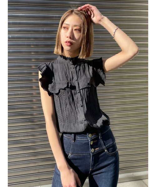 EMOELLE エモエレ♡完売！スクエアネックジレトップス　ブラック　極美品 EMODA シャーリングミニトップ（ブラック） -ファッション通販