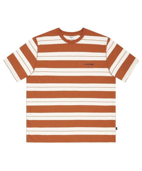 87mm(87mm)の「【87MM / Mmlg】EM STRIPE HF-T /パルチムエムエム Mmlg EM ストライプ ワンポイントロゴ Tシャツ(Tシャツ/カットソー・レディース・オレンジ/ネイビー・SMALL/MEDIUM/LARGE)」の2枚目の写真