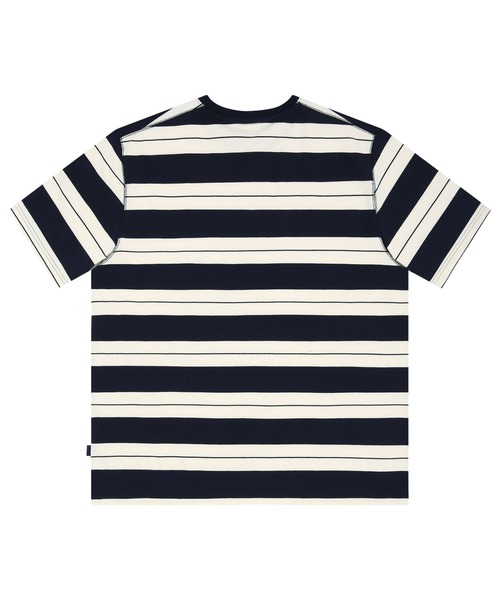 87mm(87mm)の「【87MM / Mmlg】EM STRIPE HF-T /パルチムエムエム Mmlg EM ストライプ ワンポイントロゴ Tシャツ(Tシャツ/カットソー・レディース・オレンジ/ネイビー・SMALL/MEDIUM/LARGE)」の8枚目の写真
