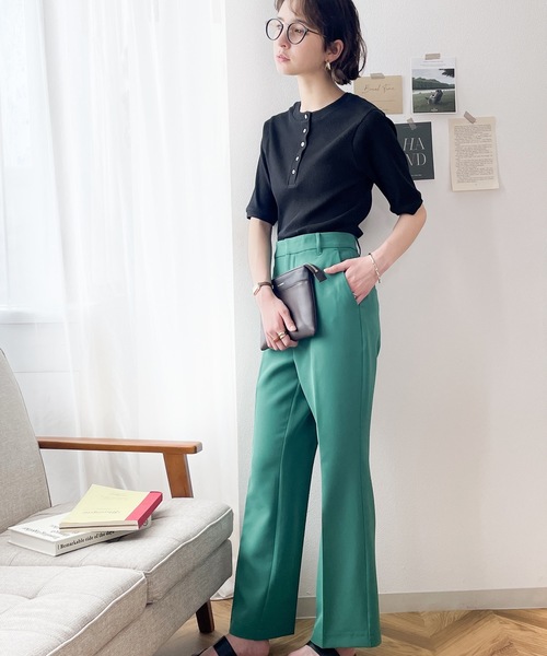 classicalelf(クラシカルエルフ)の「ベーシックがLOVE。2wayヘンリーネックリブトップス(Tシャツ/カットソー・レディース・ホワイト/ブラック/レッド/ブラック×ホワイト・SMALL/MEDIUM/LARGE/X-LARGE)」の8枚目の写真