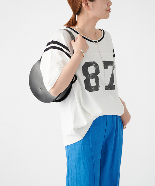 JOURNAL STANDARD SELECT（ジャーナルスタンダードセレクト）の「別注【MASON/メイソン】 RAYON S/S FOOTBALL TEE：Tシャツ（Tシャツ/カットソー・レディース・ホワイト系その他2/グレー・FREE）」の2枚目の写真
