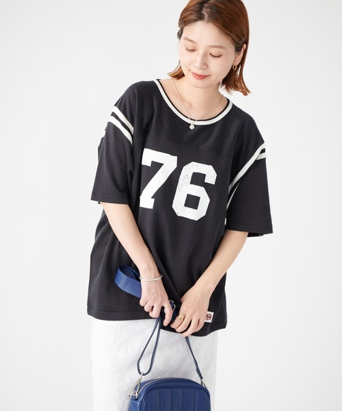 JOURNAL STANDARD SELECT（ジャーナルスタンダードセレクト）の「別注【MASON/メイソン】 RAYON S/S FOOTBALL TEE：Tシャツ（Tシャツ/カットソー・レディース・ホワイト系その他2/グレー・FREE）」の10枚目の写真