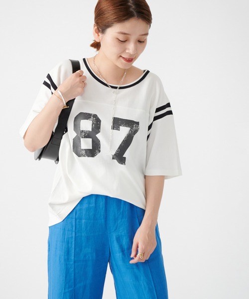 JOURNAL STANDARD SELECT（ジャーナルスタンダードセレクト）の「別注【MASON/メイソン】 RAYON S/S FOOTBALL TEE：Tシャツ（Tシャツ/カットソー・レディース・ホワイト系その他2/グレー・FREE）」の5枚目の写真