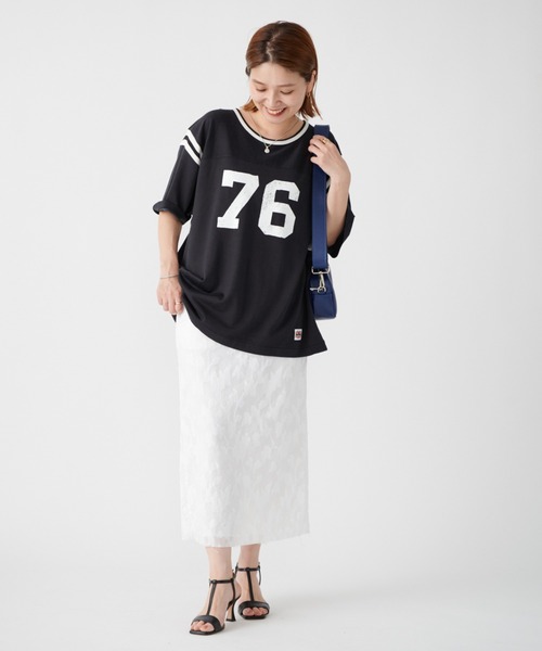 JOURNAL STANDARD SELECT（ジャーナルスタンダードセレクト）の「別注【MASON/メイソン】 RAYON S/S FOOTBALL TEE：Tシャツ（Tシャツ/カットソー・レディース・ホワイト系その他2/グレー・FREE）」の7枚目の写真