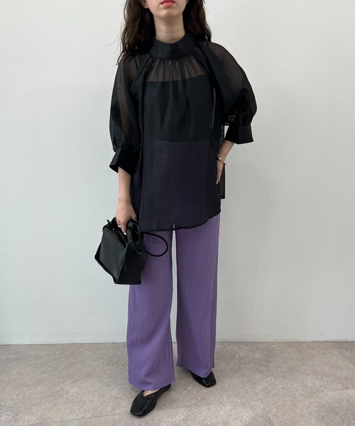 toucher du brise（トゥシェドブリーズ）の「シアー スモックブラウス（シャツ/ブラウス・レディース・ブラック/オフホワイト/ライトグリーン/ラベンダー・M）」の15枚目の写真