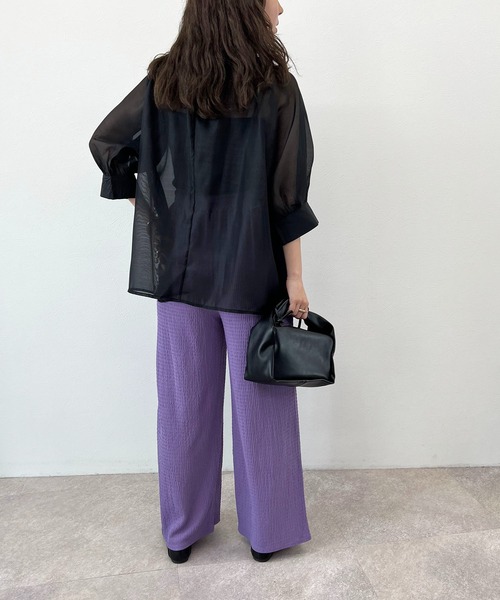 toucher du brise（トゥシェドブリーズ）の「シアー スモックブラウス（シャツ/ブラウス・レディース・ブラック/オフホワイト/ライトグリーン/ラベンダー・M）」の17枚目の写真