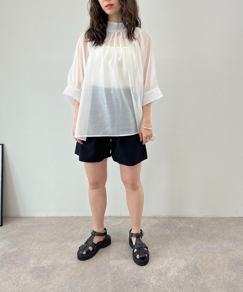 toucher du brise（トゥシェドブリーズ）の「シアー スモックブラウス（シャツ/ブラウス・レディース・ブラック/オフホワイト/ライトグリーン/ラベンダー・M）」の9枚目の写真