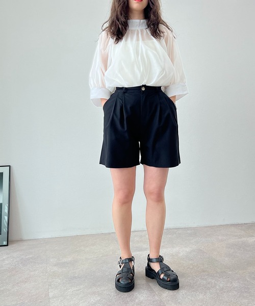 toucher du brise（トゥシェドブリーズ）の「シアー スモックブラウス（シャツ/ブラウス・レディース・ブラック/オフホワイト/ライトグリーン/ラベンダー・M）」の7枚目の写真