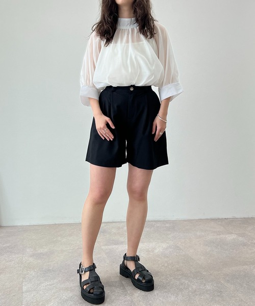 toucher du brise（トゥシェドブリーズ）の「シアー スモックブラウス（シャツ/ブラウス・レディース・ブラック/オフホワイト/ライトグリーン/ラベンダー・M）」の8枚目の写真