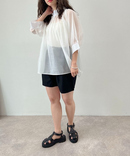 toucher du brise（トゥシェドブリーズ）の「シアー スモックブラウス（シャツ/ブラウス・レディース・ブラック/オフホワイト/ライトグリーン/ラベンダー・M）」の10枚目の写真