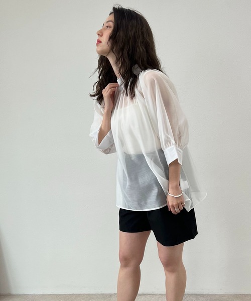 toucher du brise（トゥシェドブリーズ）の「シアー スモックブラウス（シャツ/ブラウス・レディース・ブラック/オフホワイト/ライトグリーン/ラベンダー・M）」の11枚目の写真